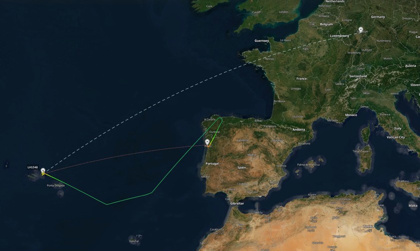 lufthansa  lh 1548 ponta delgada umleitung 