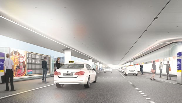 So wird der Außenbereich des Flughafens Frankfurt am Main als Visitenkarte beruhigt. Er soll dank neuer Beleuchtung und einer neuen Fassade viel heller und freundlicher werden.