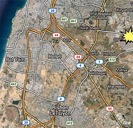 Die Explosion ereignete sich in Jehud: Der Ort liegt neben dem Flughafen.