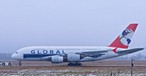 Airbus A380 von Global Airlines: Nun trägt das Leitwerk das neue Design.