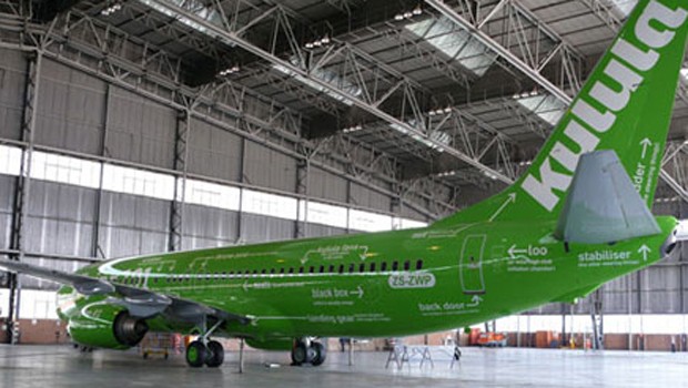 Der Flieger in der ganzen Ansicht.