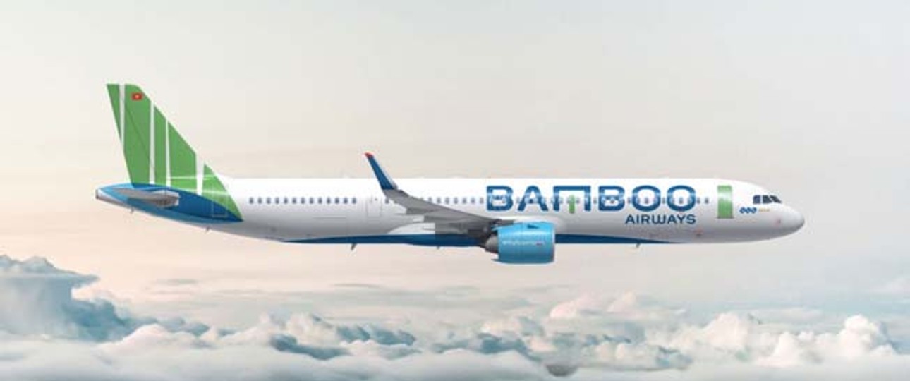 Jet in den Farben von Bamboo Airways: Flieger besitzt die Fluglinie noch nicht, dafür aber schon eine Lackierung.