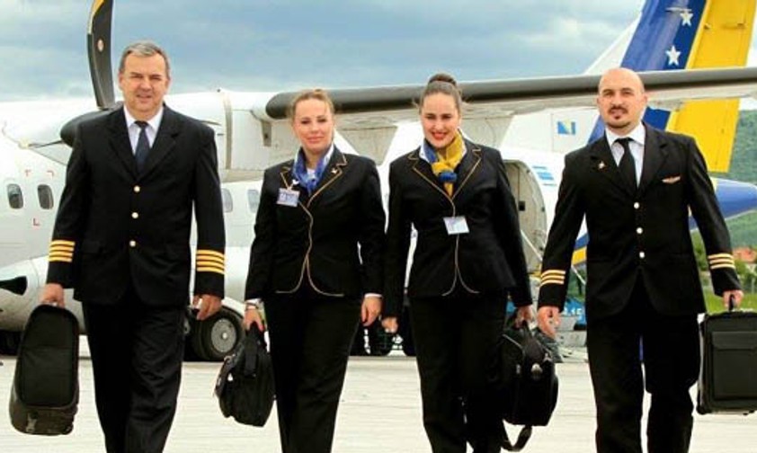 Crew von B&amp;H Airlines: Die Flugzeuge der bosnischen Airline fliegen bereits nicht mehr.