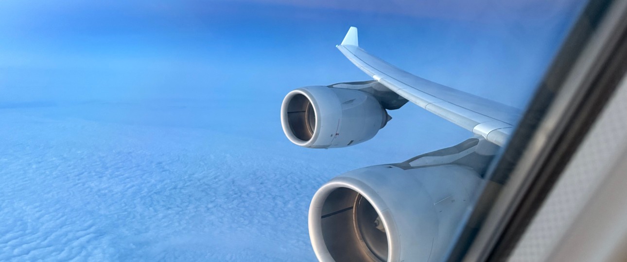 Blick aus dem Airbus A340-600 von Lufthansa: Jetzt ein Bild der Vergangenheit.