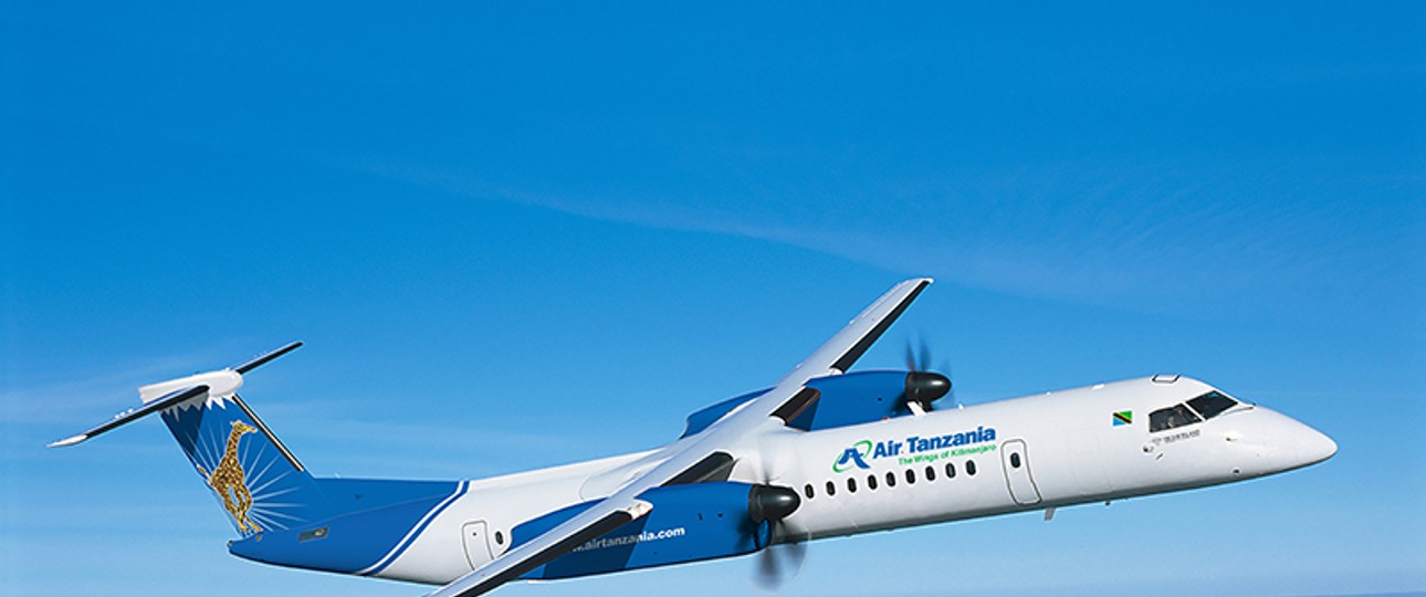 Dash 8 in den Farben von Air Tanzania: Auslieferung verhindert.