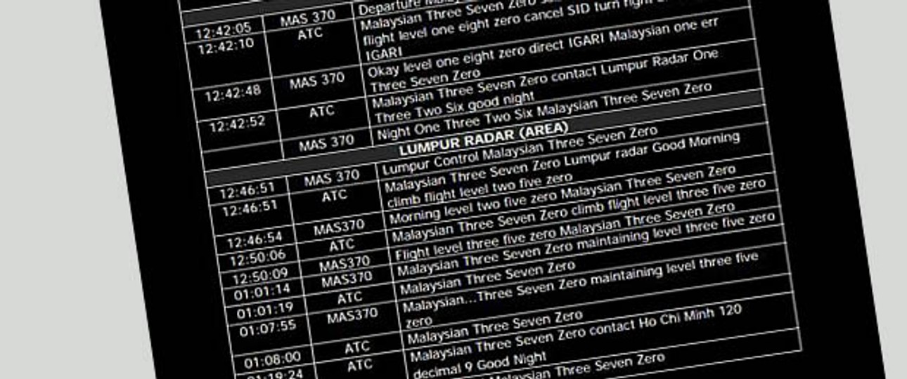 Die letzte Kommunikation auf Flug MH370: Unübliche Flugroute.
