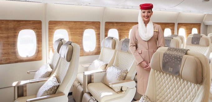 Emirates neue Premium Economy Class, vorgestellt im Dezember 2020.