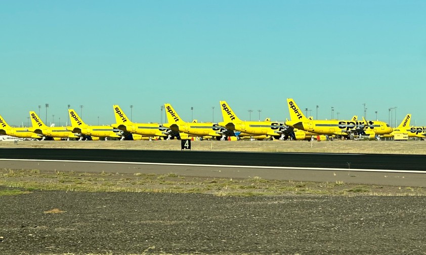 Während der Pandemie gegroundete Flugzeuge von Spirit Airlines: Bleibt die Fluglinie nun ganz am Boden?