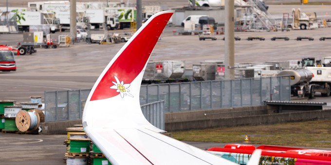 Ein Blick auf das Winglet, beim A350 Sharklet genannt.