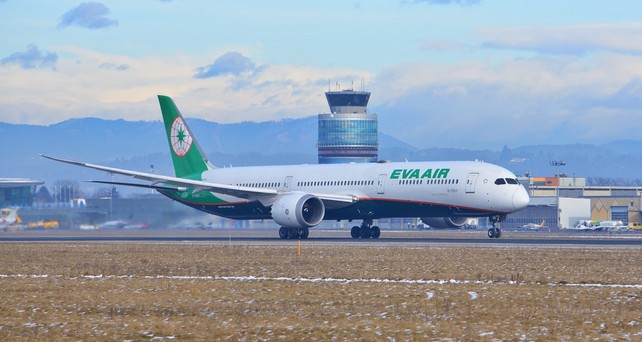 Die Boeing 787-10 von Eva Air in Graz: Ungewöhnlicher Besuch.