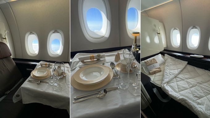 James Hogans Einblicke aus der A380-First Class von Global Airlines.