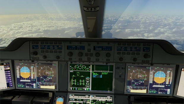 Das hochtechnologisierte Cockpit.
