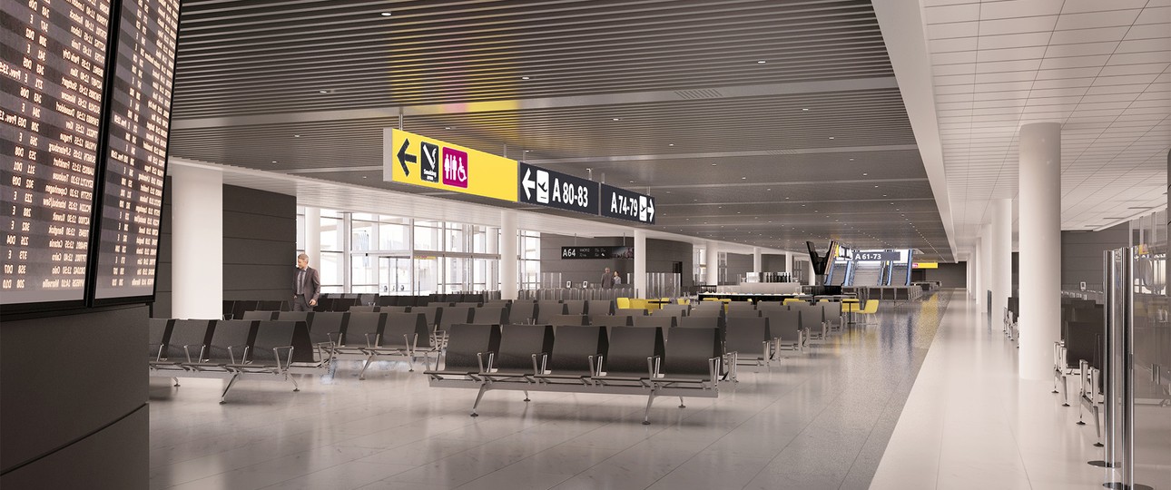 Der neue Flugsteig A weist großzügige Warteräume auf.
