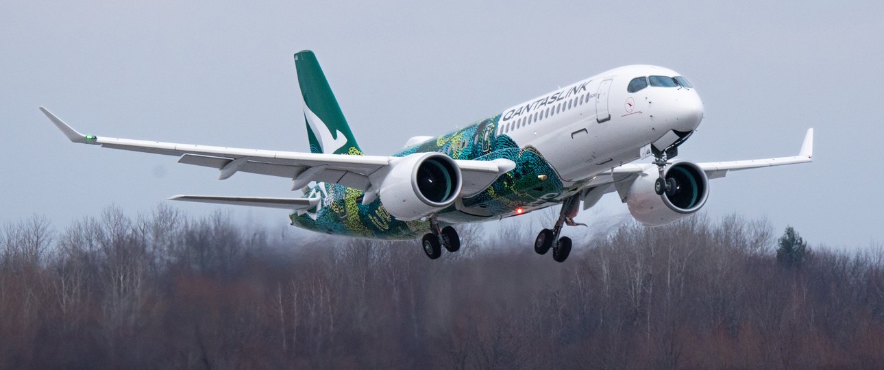 Der erste Airbus A220-300 von Qantas hebt in Montreal-Mirabel zum Erstflug ab: Der Jet ...