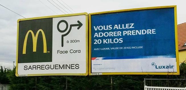 Mc Donald's und Luxair: Eine witzige Kombi.