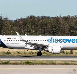 Ein Airbus A320 von Discover: Testballon für Monitore in jedem Sitz.