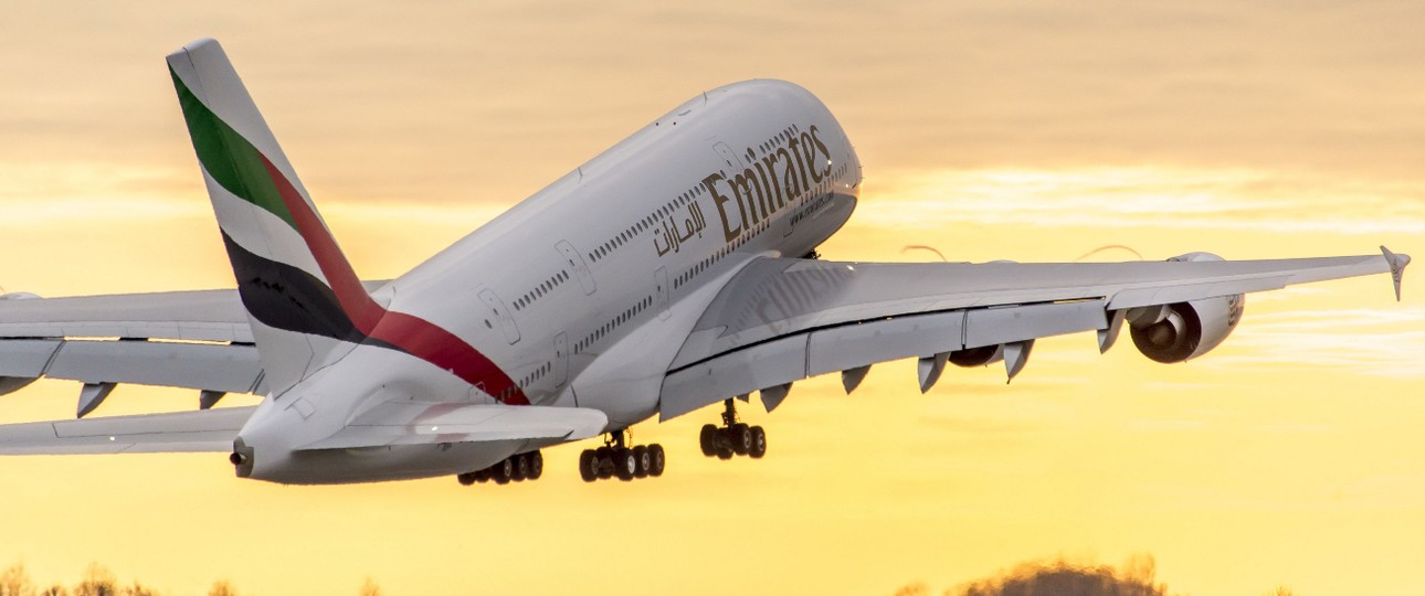 Airbus A380 von Emirates: Die Golfairline fliegt mit United im Codeshare.