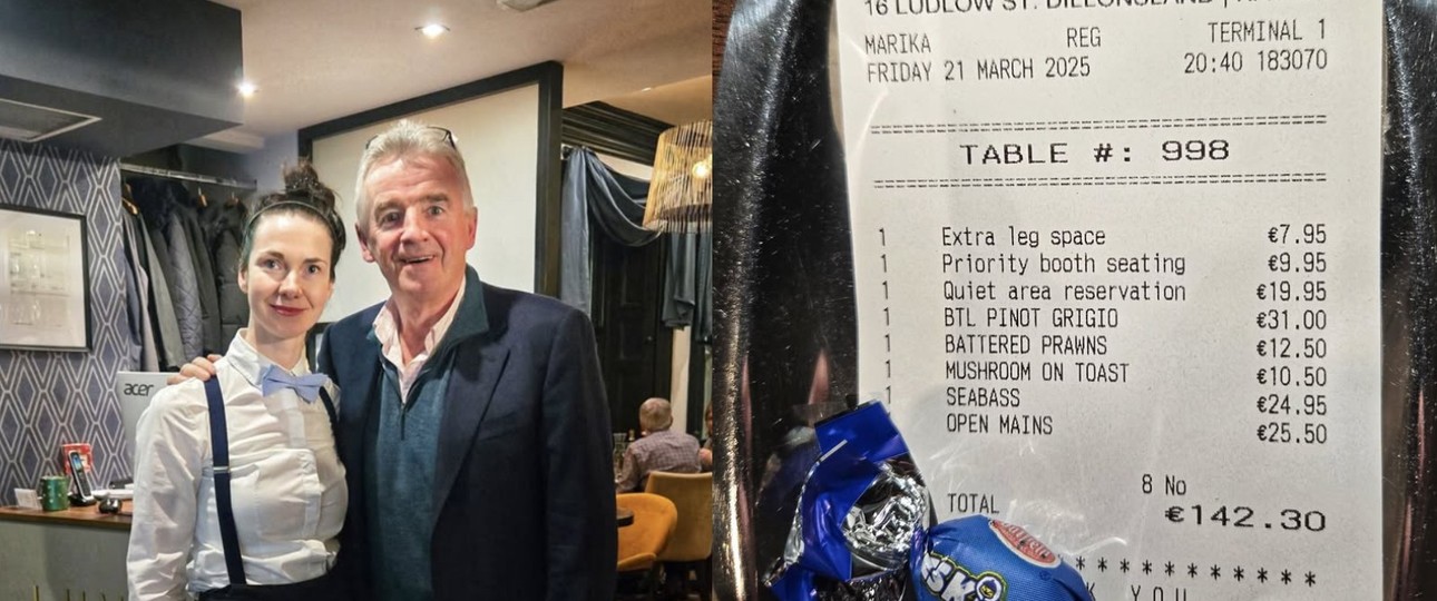Michael O'Leary im Restaurant: Ungewöhnliche Rechnung.