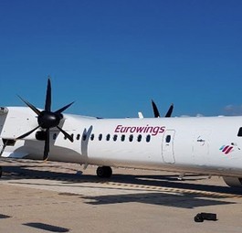 Nach der Air-Berlin-Insolvenz geht das Tochter-Unternehmen Luftfahrtgesellschaft Walter LGW an die Lufthansa Gruppe. <a href="https://www.aerotelegraph.com/eu-kommission-genehmigt-verkauf-von-lgw-lufthansa" target="_blank" rel="noopener">Die EU gab im Dezember grünes Licht.</a> Sie geht in Eurowings auf. Im Bild: Eine Dash 8Q-400 von LGW <a href="https://www.aerotelegraph.com/eurowings-kann-jetzt-auch-turboprop" target="_blank" rel="noopener">im unvollständigen Eurowings-Design</a>.