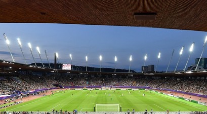 Stadion im Letzigrund in Zürich: Eines der Stadien der UEFA Frauenfußball-EM 2025.