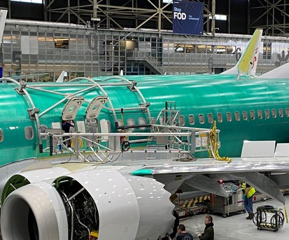 737-Max-Produktion bei Boeing: Einige Rümpfe kamen mit Fehler an.
