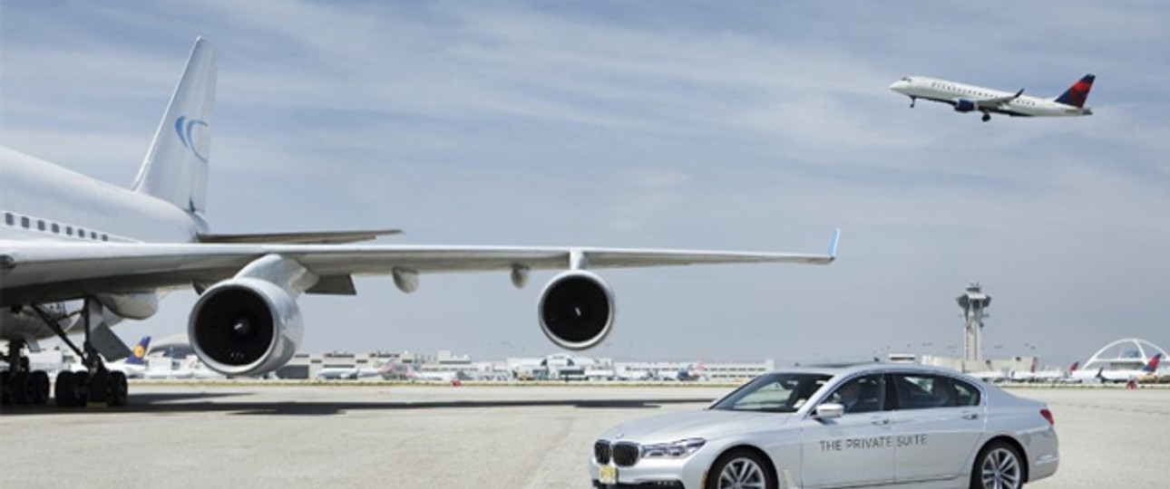 Mit dem BMW zum Flugzeug: Teil des Service bei The Privat Suite.