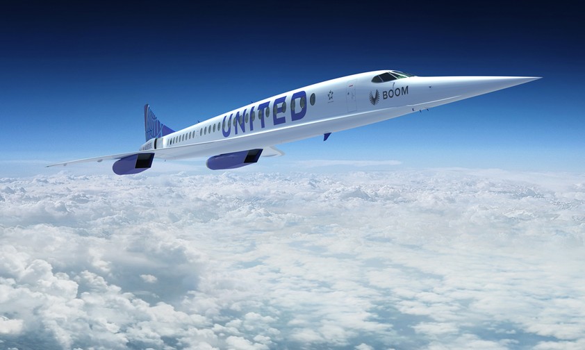 Boom Overture in den Farben von United: Newark - Frankfurt in vier Stunden.