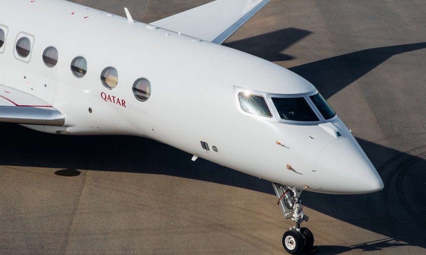 Eine Gulfstream G650ER von Qatar Executive: Die Maschine brachte eine Delegation aus Katar nach Israel - mit Zwischenstopp auf Zypern.