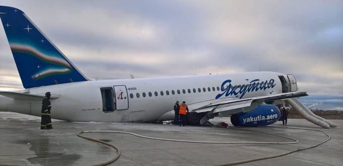 Der Superjet von Yakutia Airlines: In keinem guten Zustand.