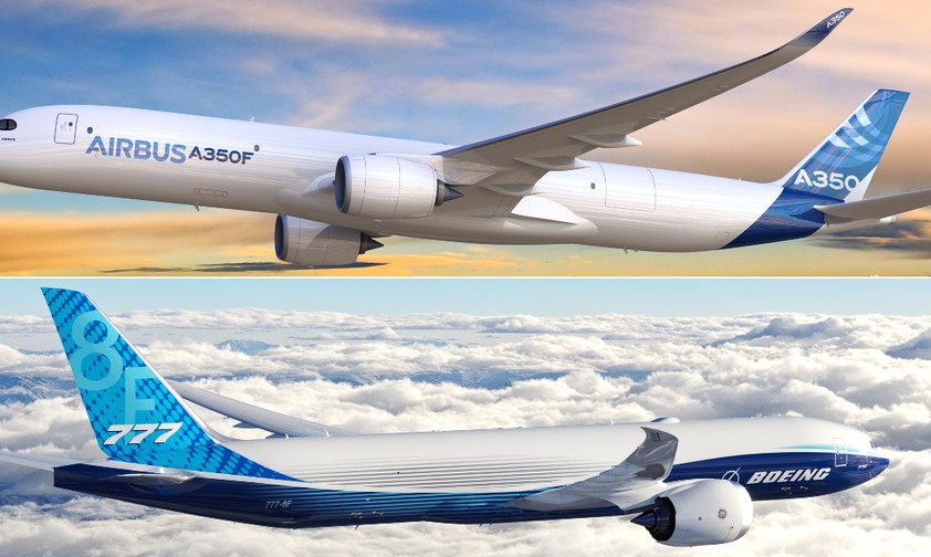 Das Duell zwischen Airbus A350 F und Boeing 777-8 F