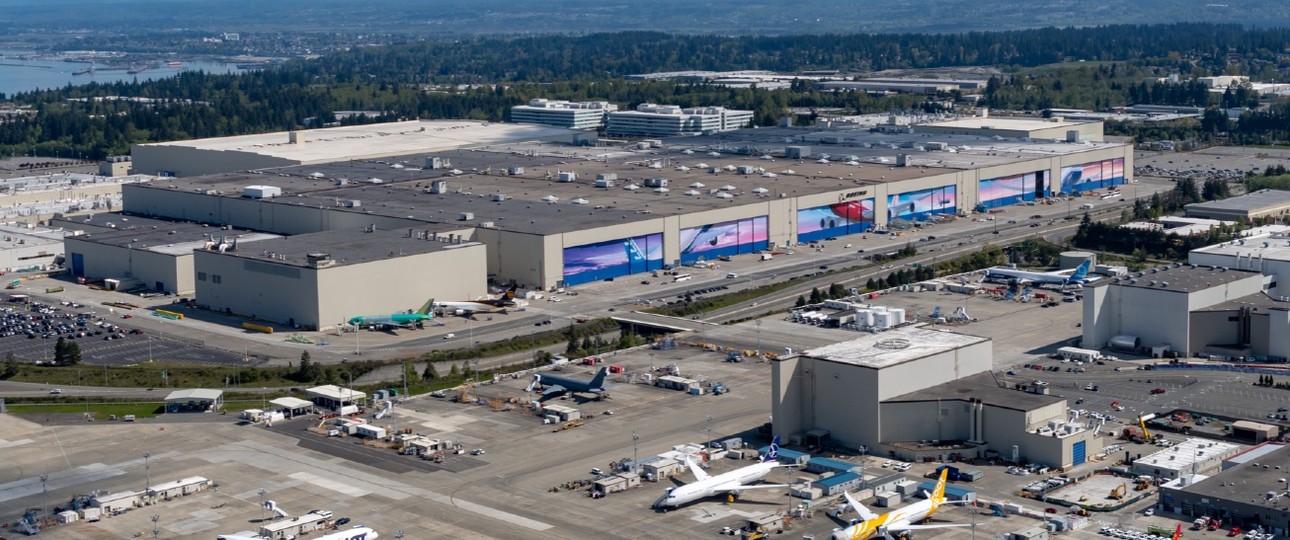 Luftaufnahme des Boeing-Werkes Everett: Bald wird Platz frei.