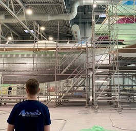 ... hier vor dem Jet selber. Das Heck des Airbus A320, auf dem noch die Eurowings-Farben zu sehen sind.