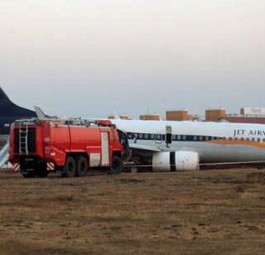 Das verunglückte Flugzeug von Jet Airways.