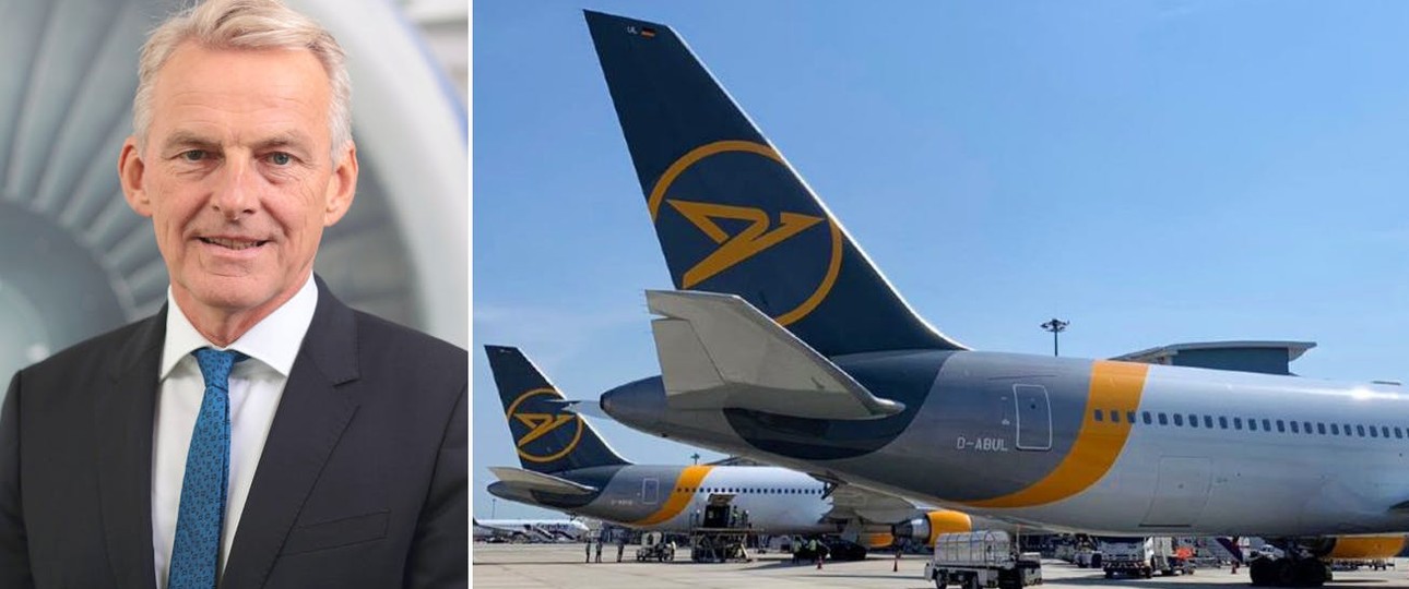 The CEO of Condor, Ralf Teckentrup, and aircraft: Kerosene prices are low at the moment.