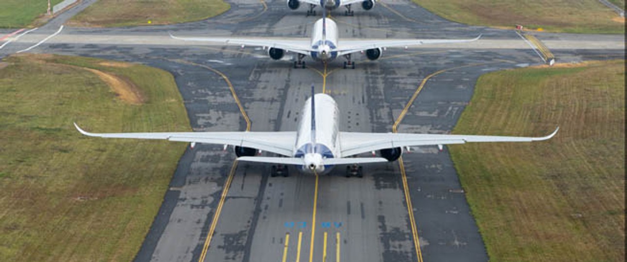 A350 auf dem Weg zum Start: Sunline setzt auf den Flugzeugtyp.