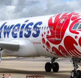 Airbus A320 von Edelweiss: Trägt Spezialbemalung zu Ehren der Help Alliance.