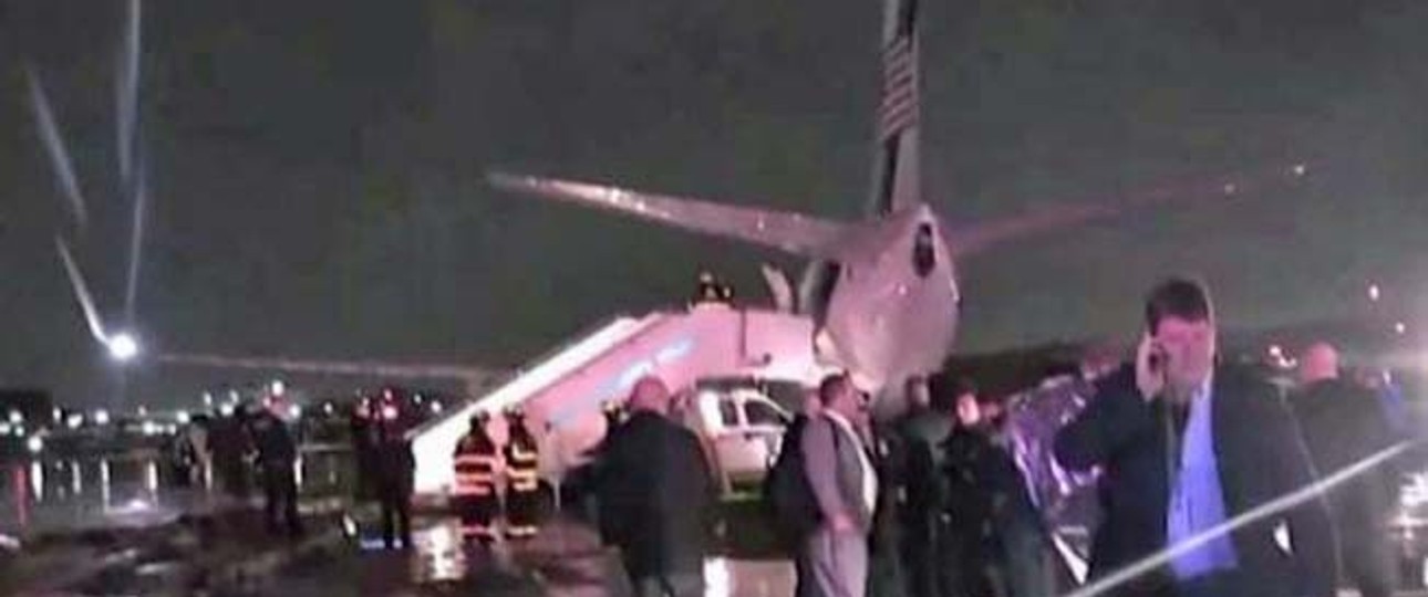 Die Boeing 737 von Eastern Airlines nach dem Unfall: Kein Feuer, keine Verletzten.