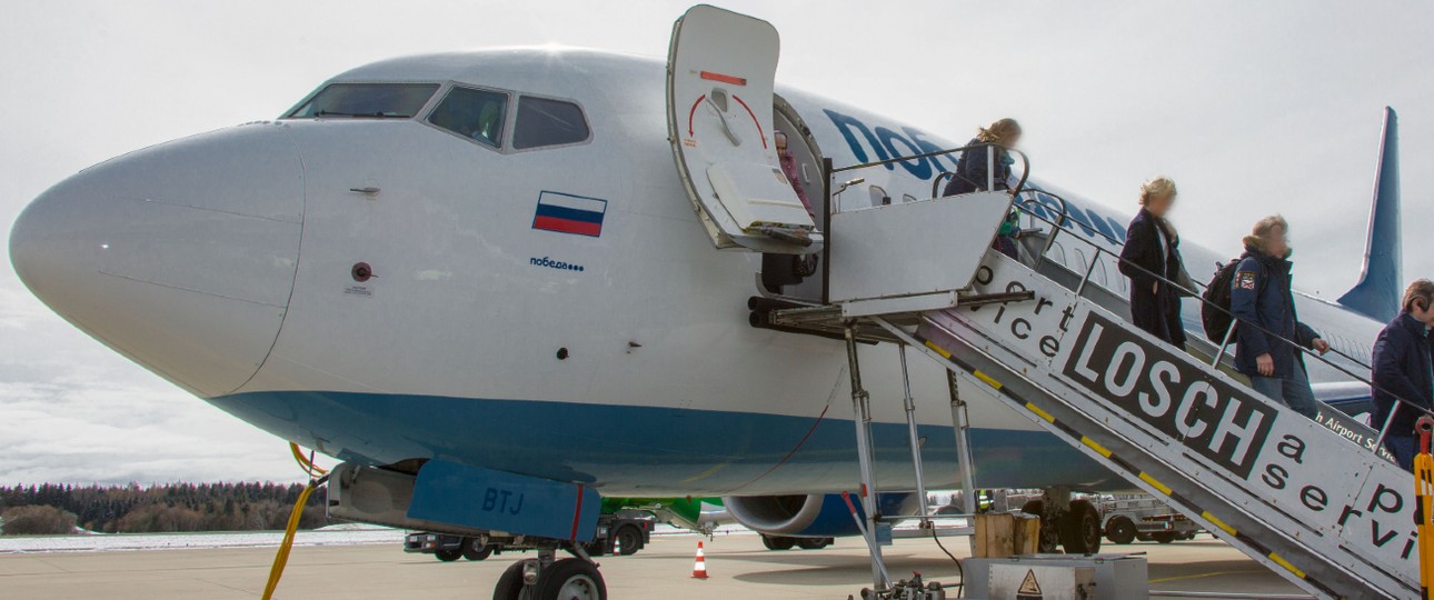 Boeing 737 von Pobeda in Memmingen: Aktuell fast nur noch russische Inlandsziele im Angebot.