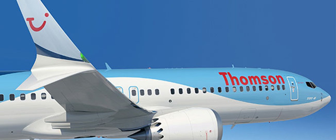 Boeing 737 Max von Tui (hier noch in den Farben der inzwischen umbenannten Konzernairline Thomson Airways): Erste Auslieferung bald.