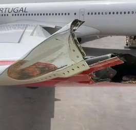 Ratsch und weg: Die beschädigte Flügelspitze des Airbus A330 Neo.
