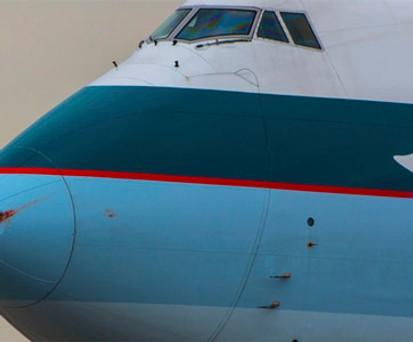Die Spitze einer getroffenen Boeing 747: Kräftiger Aufprall.