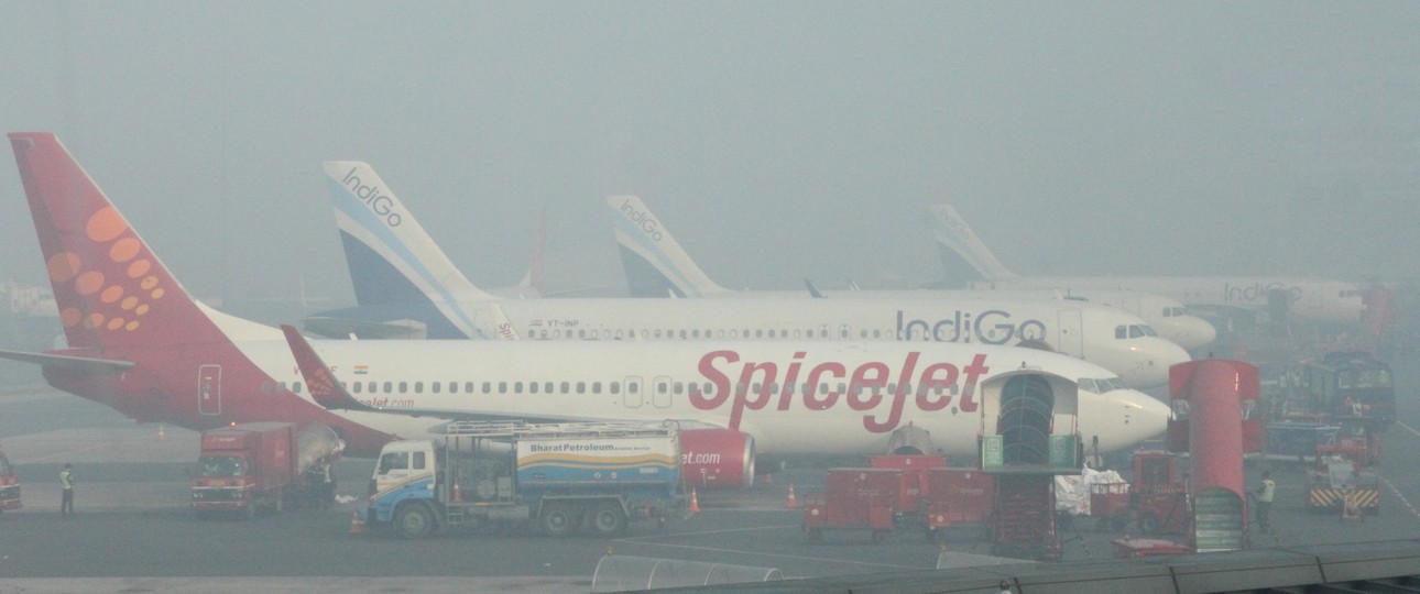 Flughafen Delhi: Klare Luft sieht anders aus.