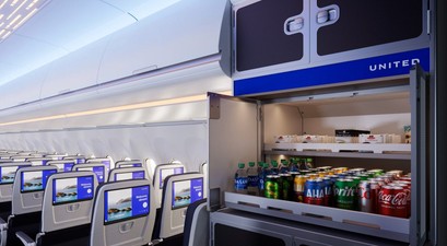 Kabine des Airbus A321 XLR von United: Bald nach Toulouse unterwegs. 