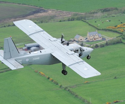 Die Royal Air Force setzte ihre Britten-Norman Defender 4000 für Überwachungsflüge ein.