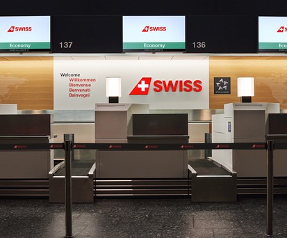 Neuer Look: Check-in-Schalter von Swiss.
