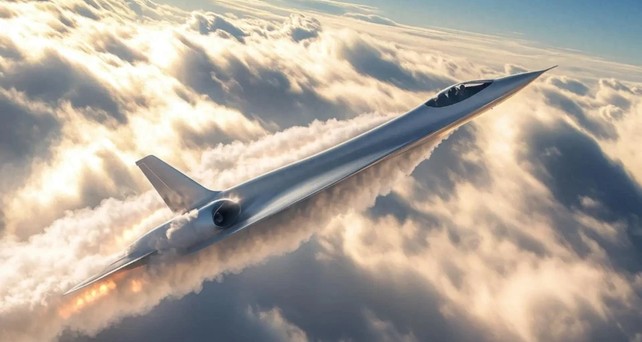  TMS-10 im Flug: Bei einem Erfolg soll ein Überschalljet für 15 Personen entstehen. 