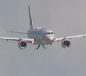 Der Airbus A319 von American Airlines: Ein Spotter hielt den Moment fest.