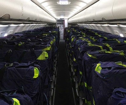 Colibri Aero Bags: 84 kg of freight can be carried per seat; 75kg on the seat and 9kg beneath.