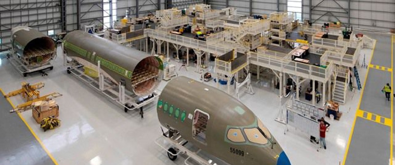 Airbus-A220-Montage in Mobile in den USA: Die Produktionsrate ist noch niedrig.