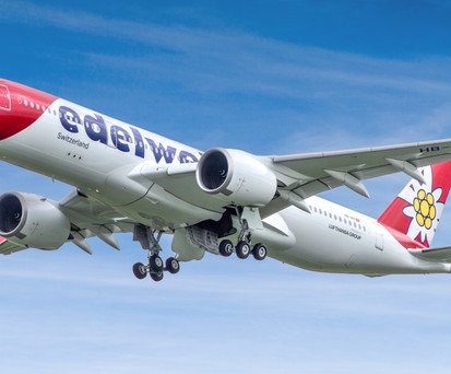 Die HB-IHF von Edelweiss: Der A350 fliegt auf 43'000 Fuss.